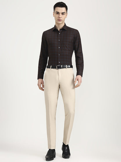 Brown Printed Slim Fit Formal Shirt | JadeBlue Super Luxe