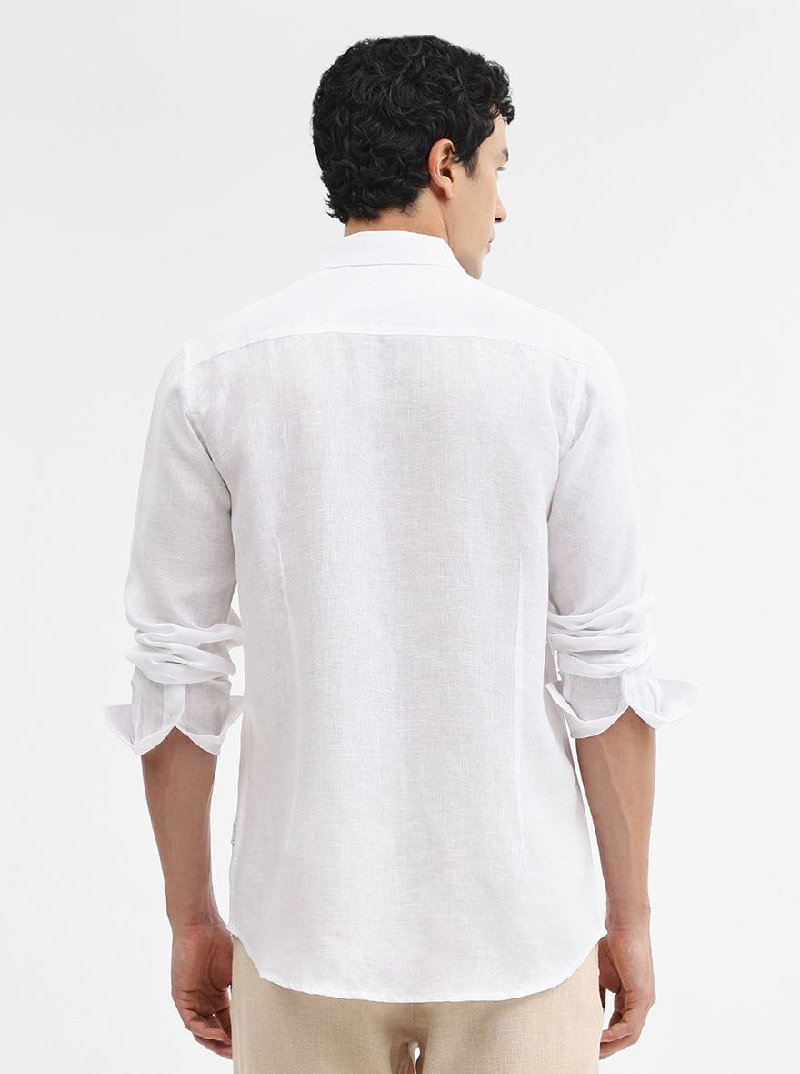 White Solid Slim Fit Casual Shirt | JadeBlue