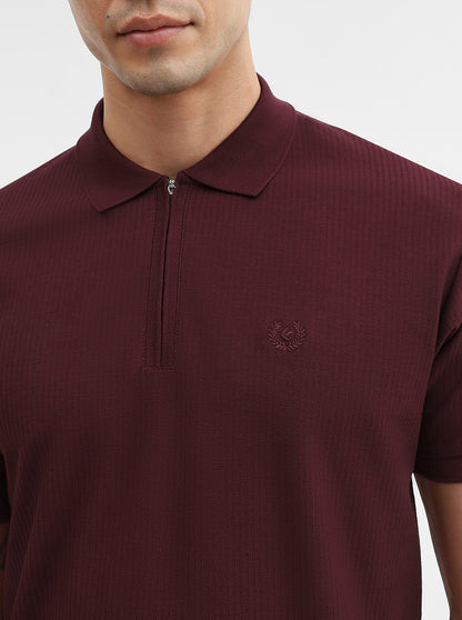 Maroon Solid Slim Fit Polo T-Shirt | Greenfibre