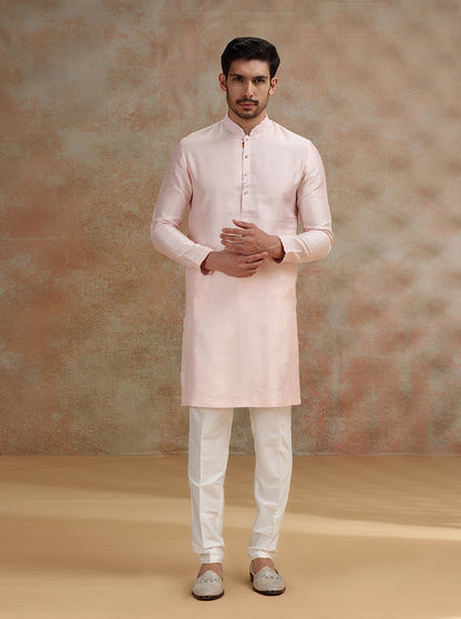 Pink Solid Kurta Pajama | JB X JB
