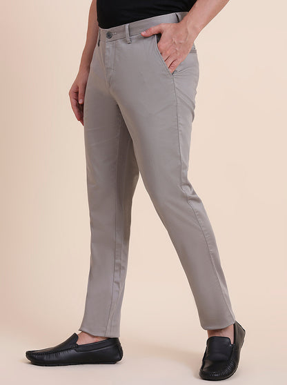 Grey Printed Uno Fit Casual Trouser | JadeBlue