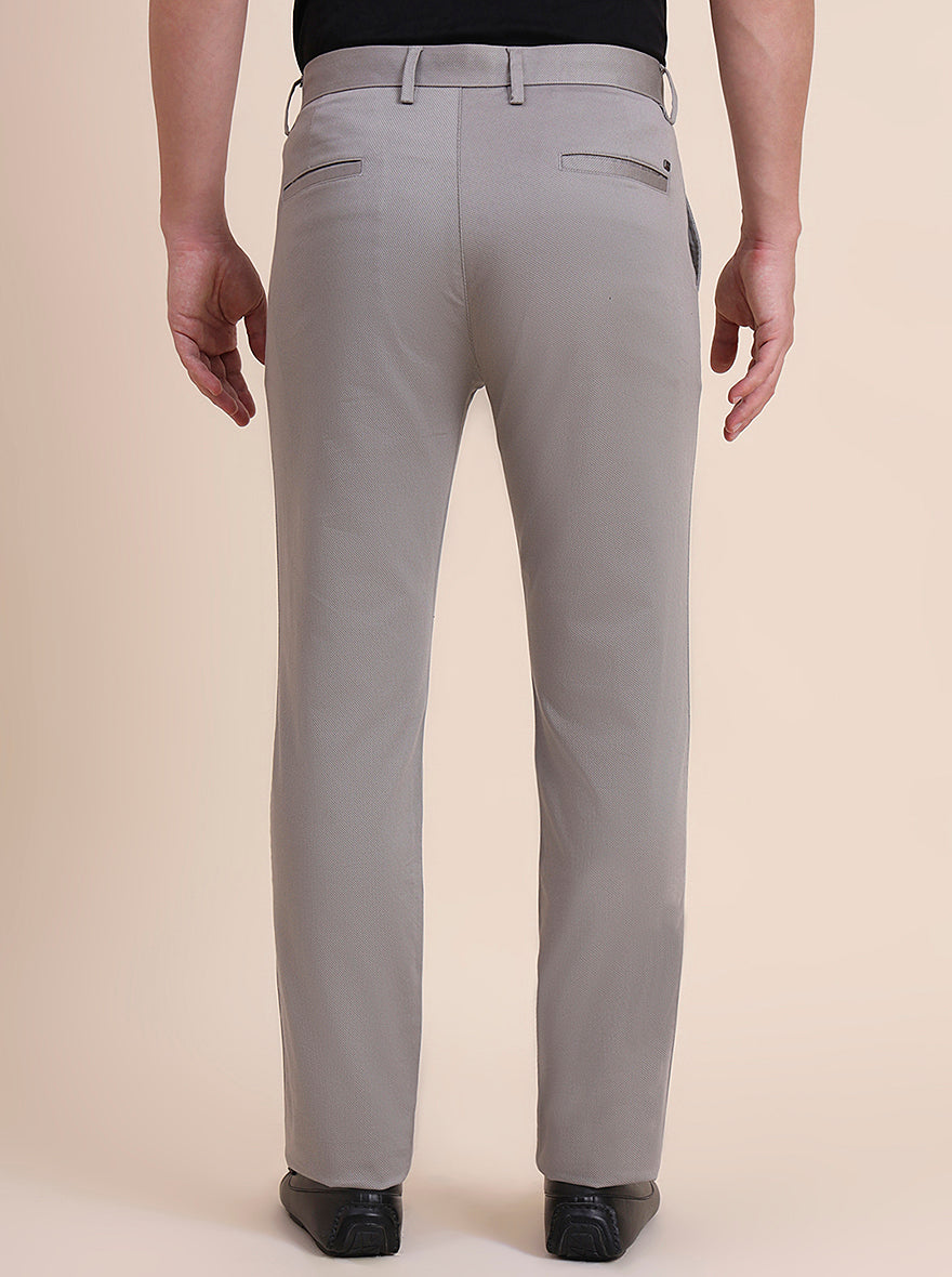 Grey Printed Uno Fit Casual Trouser | JadeBlue