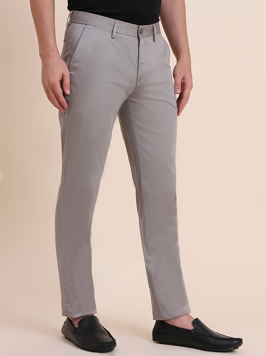 Grey Printed Uno Fit Casual Trouser | JadeBlue