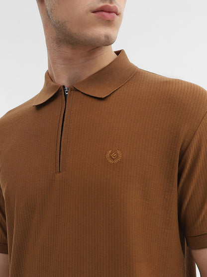 Camel Solid Slim Fit Polo T-Shirt | Greenfibre