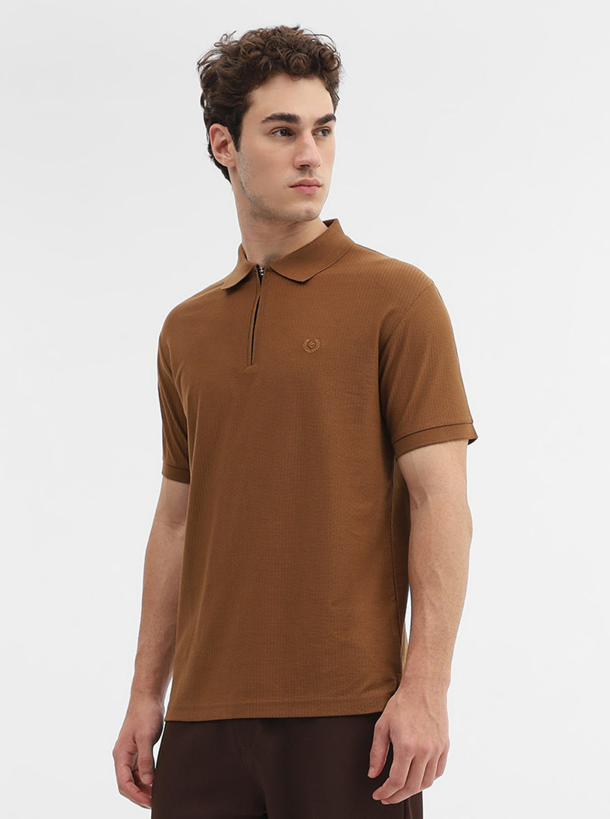 Camel Solid Slim Fit Polo T-Shirt | Greenfibre