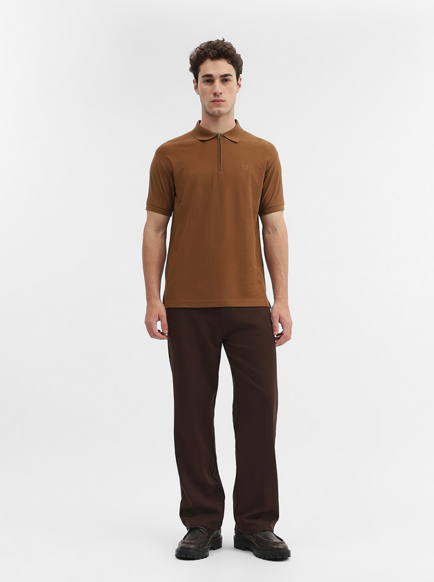 Camel Solid Slim Fit Polo T-Shirt | Greenfibre