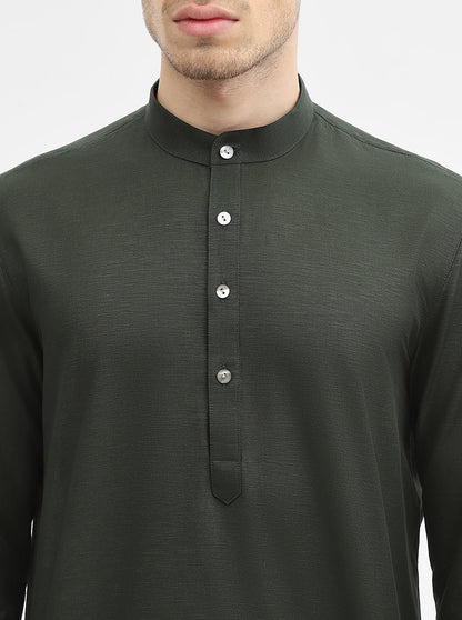 Green Solid Modi Kurta | JadeBlue