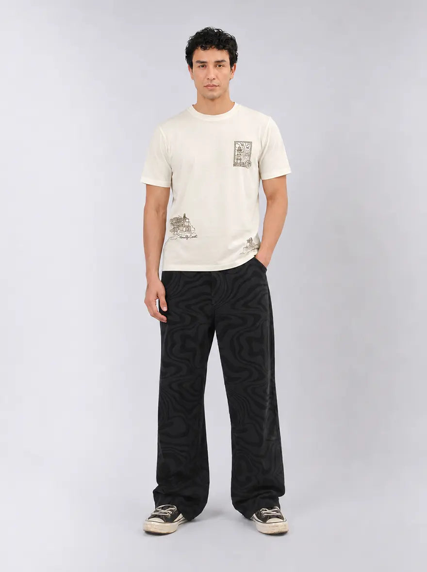 Ivory Printed Slim Fit T-Shirt | JadeBlue