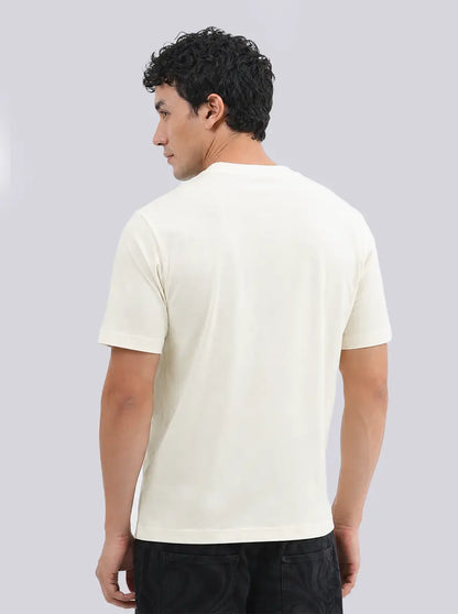 Ivory Printed Slim Fit T-Shirt | JadeBlue