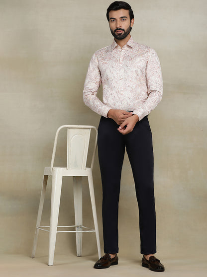 Dusty Pink Printed Slim fit Party Wear Shirt | JB Studio