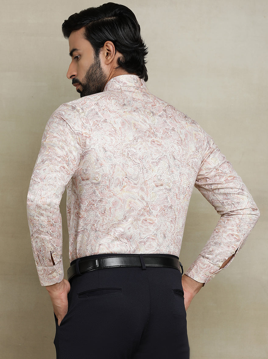 Dusty Pink Printed Slim fit Party Wear Shirt | JB Studio