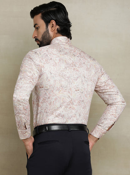 Dusty Pink Printed Slim fit Party Wear Shirt | JB Studio