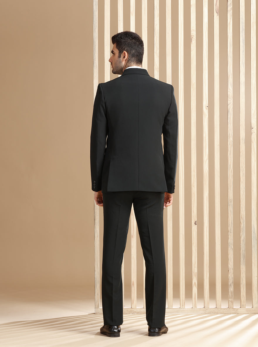Black Self Textured Suit | JadeBlue