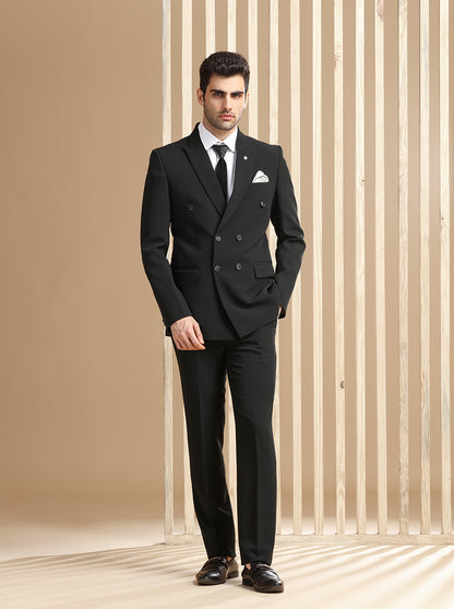 Black Self Textured Suit | JadeBlue