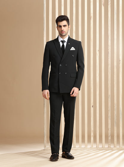 Black Self Textured Suit | JadeBlue