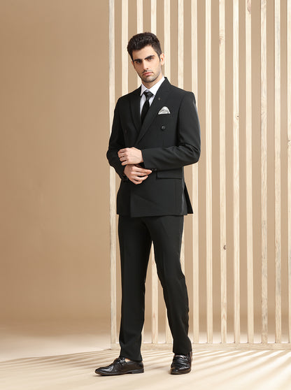 Black Self Textured Suit | JadeBlue