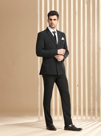 Black Self Textured Suit | JadeBlue