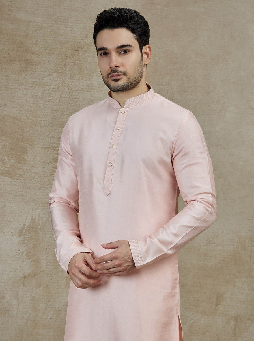 Pink Solid Kurta Pajama | Virasana