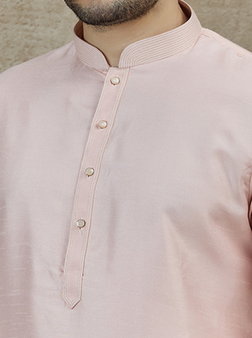 Pink Solid Kurta Pajama | Virasana