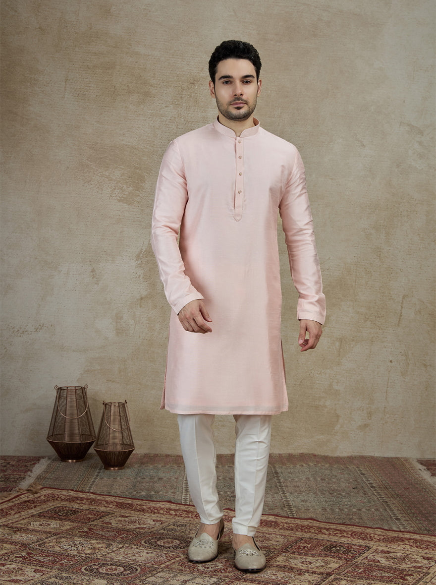 Pink Solid Kurta Pajama | Virasana