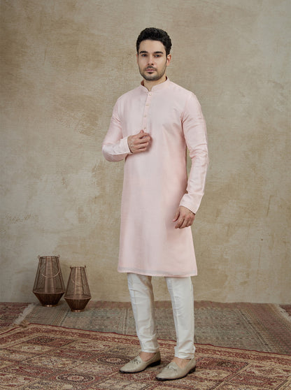 Pink Solid Kurta Pajama | Virasana