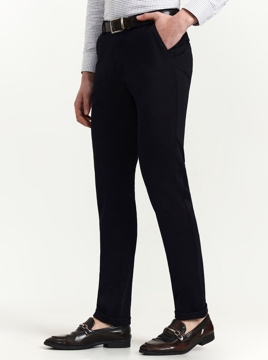 Blue Solid Slim Fit Club Wear Trouser | Wyre