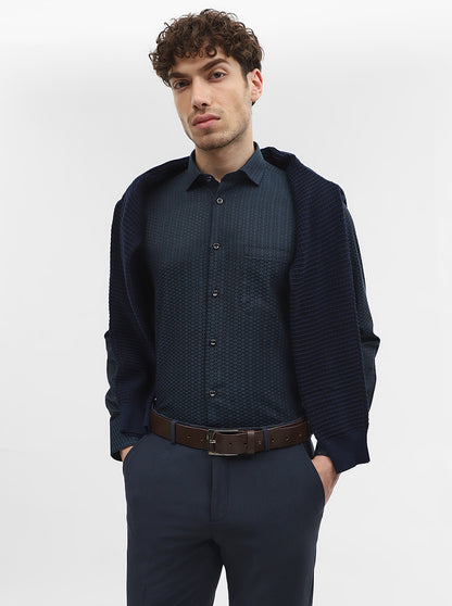 Peacock Solid Slim Fit Party Wear Shirt | Greenfibre