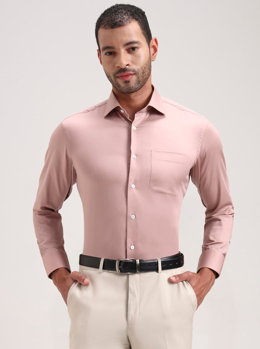 Dark Pink Solid Slim Fit Formal Shirt | JadeBlue Super Luxe