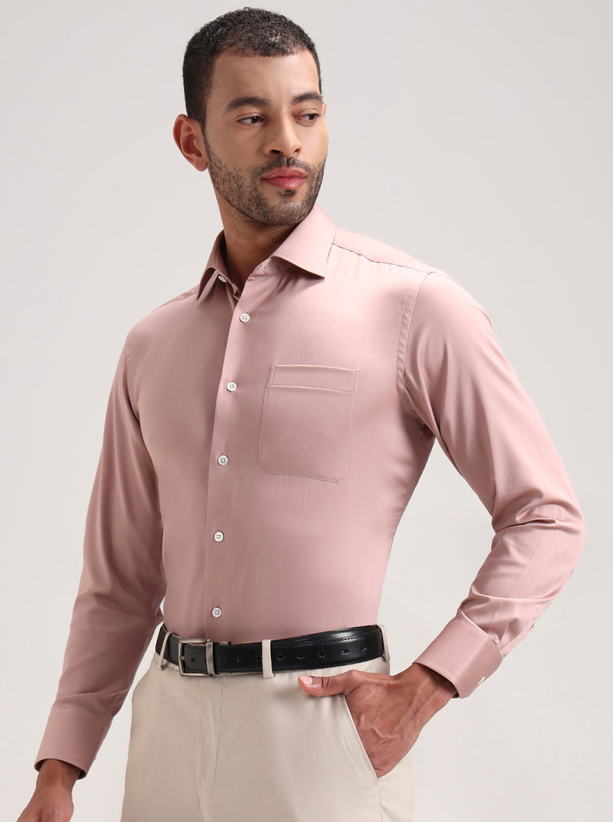 Dark Pink Solid Slim Fit Formal Shirt | JadeBlue Super Luxe
