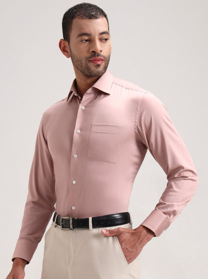 Dark Pink Solid Slim Fit Formal Shirt | JadeBlue Super Luxe