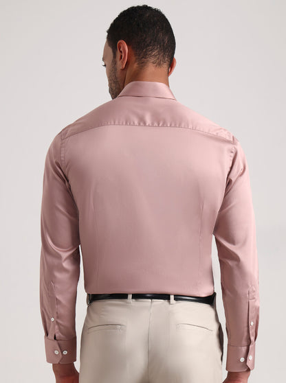 Dark Pink Solid Slim Fit Formal Shirt | JadeBlue Super Luxe