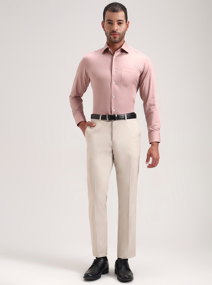 Dark Pink Solid Slim Fit Formal Shirt | JadeBlue Super Luxe