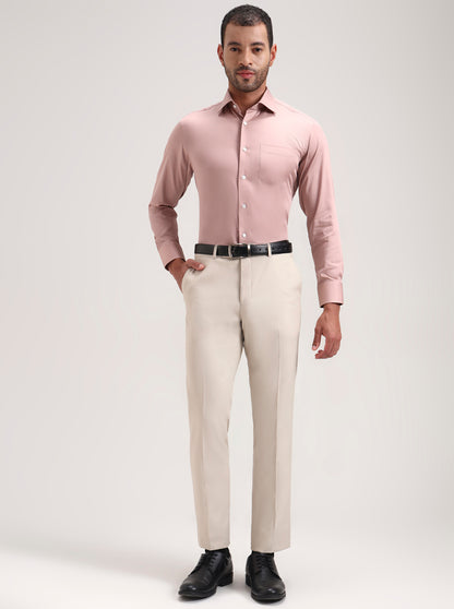 Dark Pink Solid Slim Fit Formal Shirt | JadeBlue Super Luxe