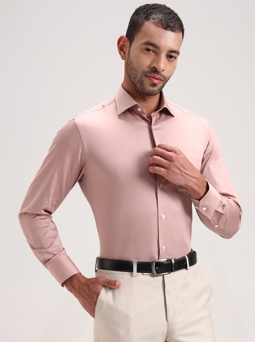 Dark Pink Solid Slim Fit Formal Shirt | JadeBlue Super Luxe
