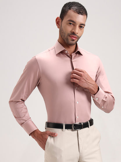 Dark Pink Solid Slim Fit Formal Shirt | JadeBlue Super Luxe