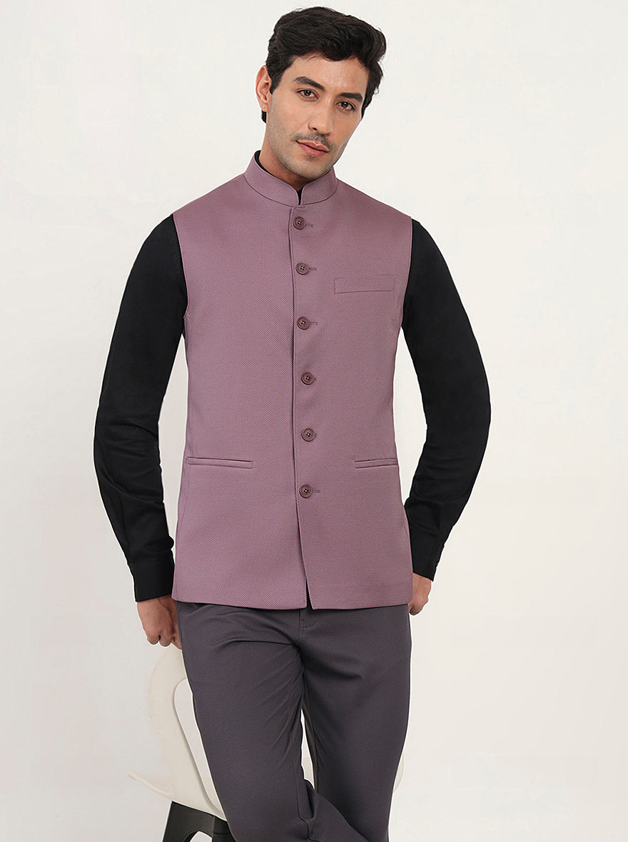 Carrot Pink Solid Regular Fit Modi Jacket | JadeBlue