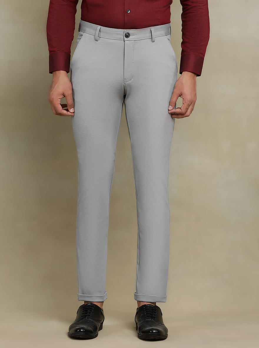 Grey Solid Slim fit Club Wear Trouser | JB Studio