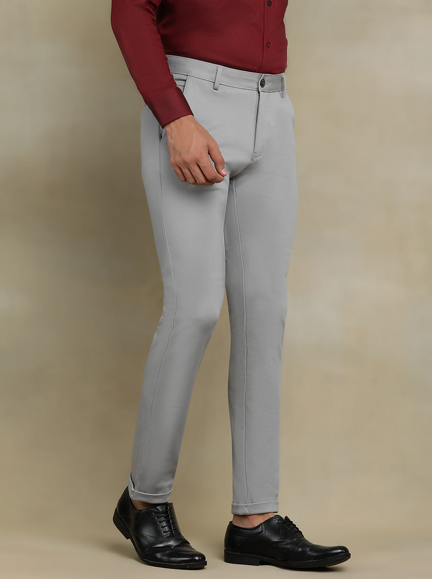 Grey Solid Slim fit Club Wear Trouser | JB Studio