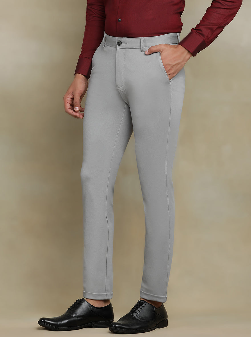 Grey Solid Slim fit Club Wear Trouser | JB Studio