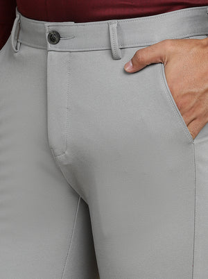 Grey Solid Slim fit Club Wear Trouser | JB Studio
