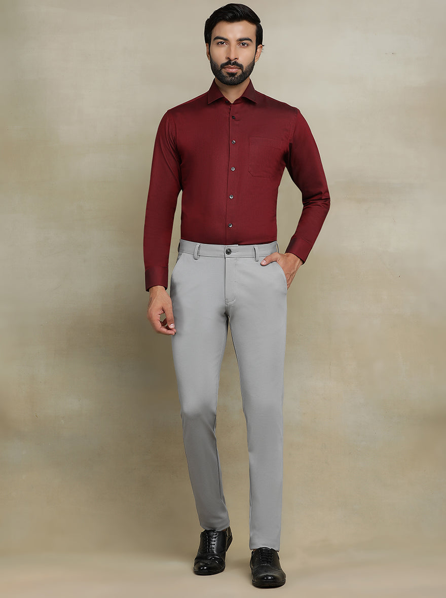 Grey Solid Slim fit Club Wear Trouser | JB Studio