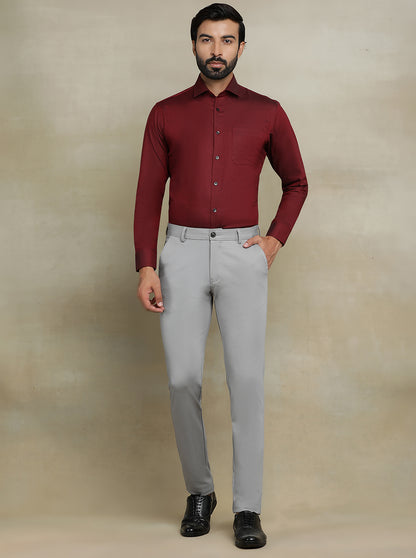 Grey Solid Slim fit Club Wear Trouser | JB Studio