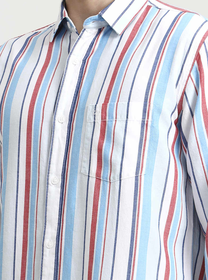 Blue Striped Slim Fit Casual Shirt | JadeBlue