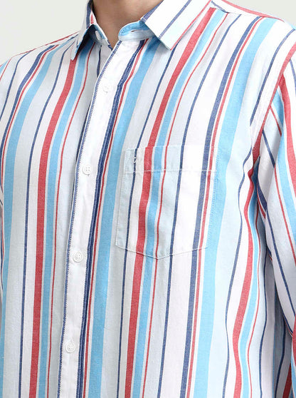 Blue Striped Slim Fit Casual Shirt | JadeBlue