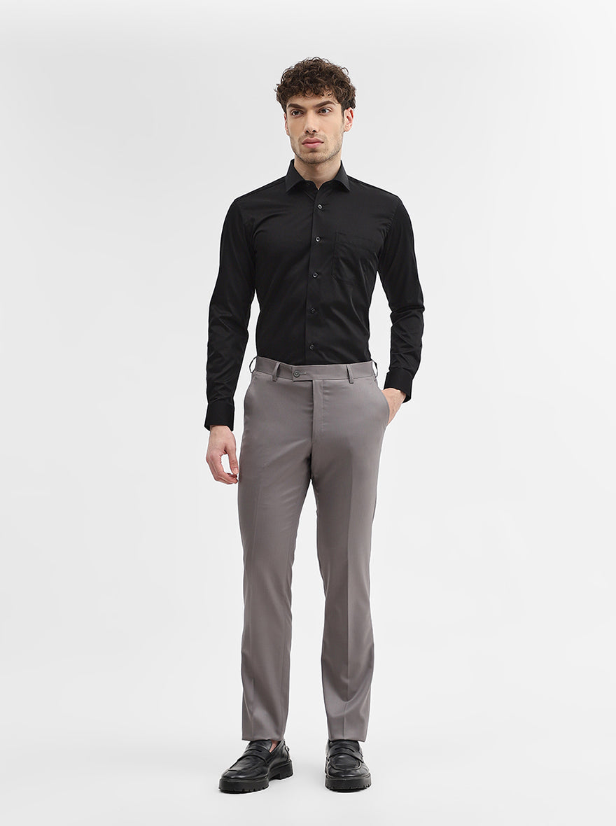 Black Solid Slim Fit Formal Shirt | Metal