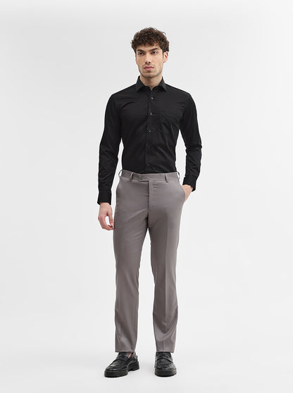 Black Solid Slim Fit Formal Shirt | Metal