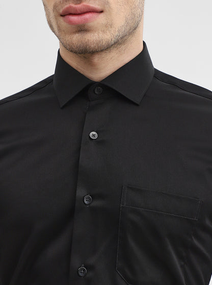 Black Solid Slim Fit Formal Shirt | Metal
