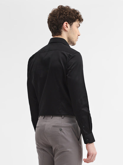 Black Solid Slim Fit Formal Shirt | Metal