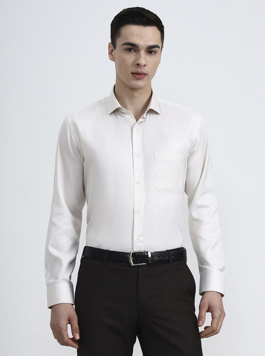 Yellow & White Solid Regular Fit Formal Shirt | Greenfibre