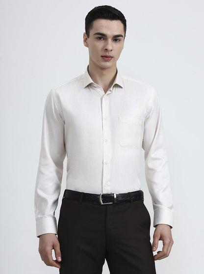 Yellow & White Solid Regular Fit Formal Shirt | Greenfibre